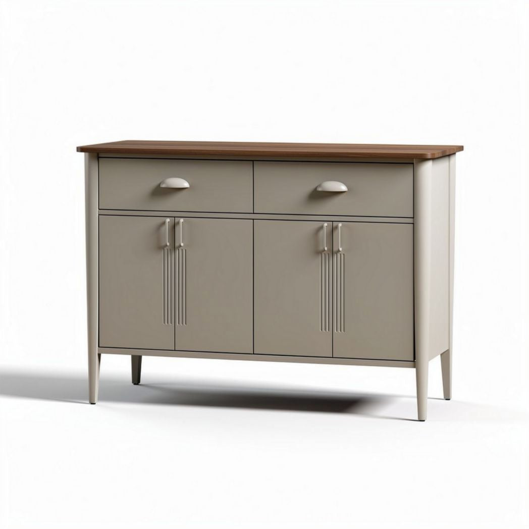Buffet en bois avec finition grise et plateau en chêne 80 x 40 x 75cm