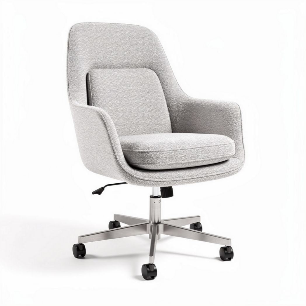 Chaise de bureau pivotante en tissu gris clair avec structure en métal 50 x 60 x 90cm
