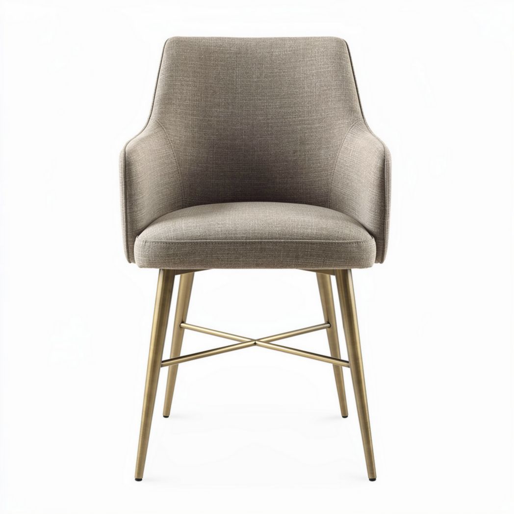 Chaise en tissu beige avec pieds en métal doré dimensions 50 x 50 x 80cm
