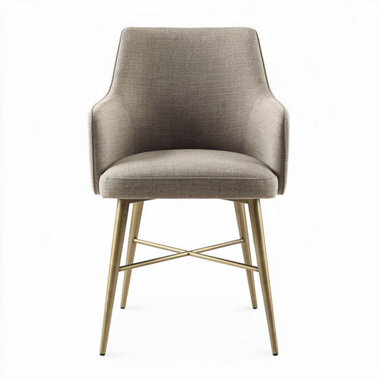 Chaise en tissu beige avec pieds en métal doré dimensions 50 x 50 x 80cm