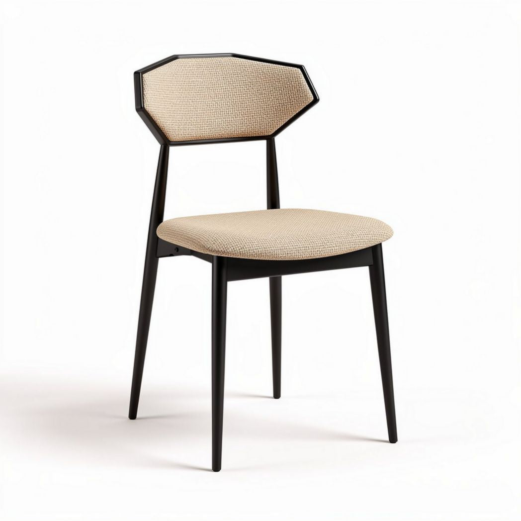 Chaise en métal noir avec assise en tissu beige dimensions 40 x 40 x 85cm