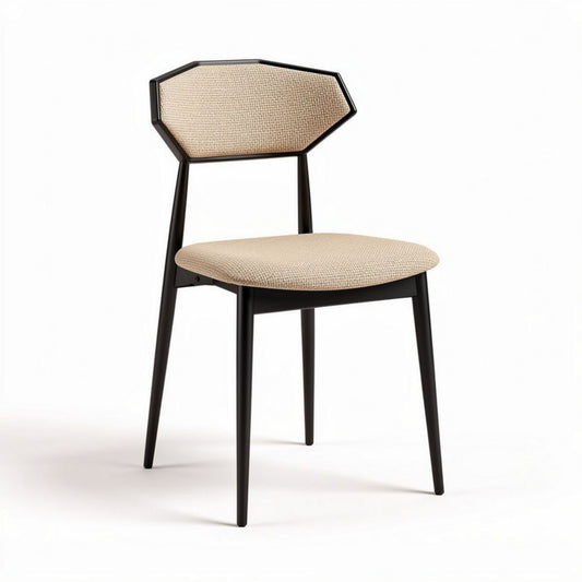 Chaise en métal noir avec assise en tissu beige dimensions 40 x 40 x 85cm