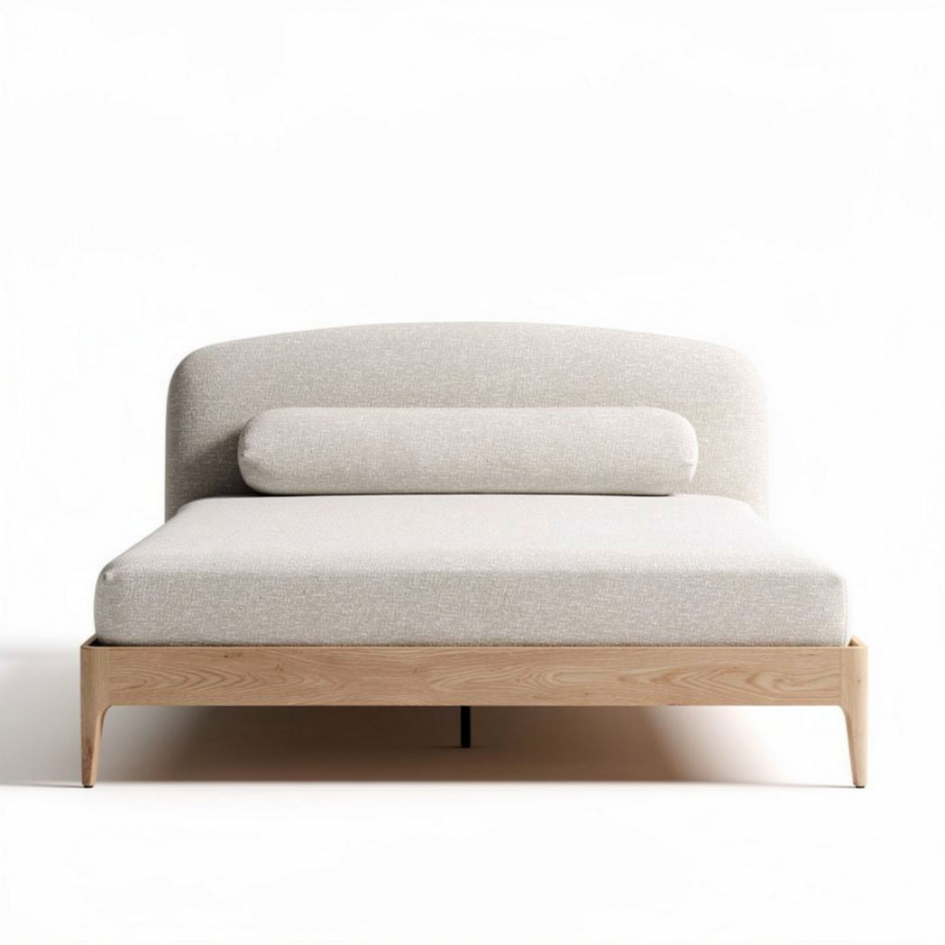 Lit en bois de chêne avec matelas en mousse couleur beige 200 x 160 x 80cm